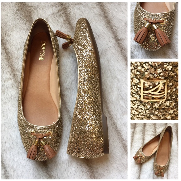 Sperry Shoes - Sperry Gold Bliss Glitter Tassel ballet flat shoes